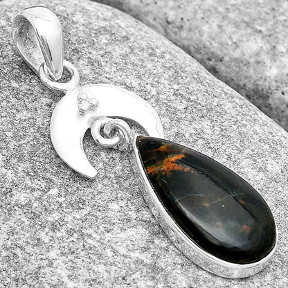 Crescent Moon - Turkish Rainforest Chrysocolla Pendant P-1133 SDP129429