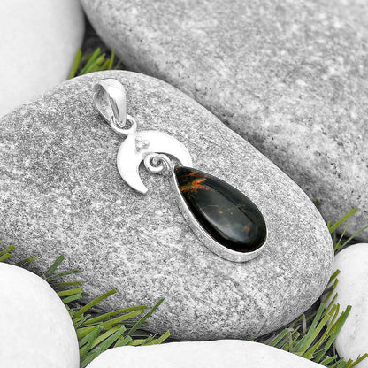 Crescent Moon - Turkish Rainforest Chrysocolla Pendant P-1133 SDP129429