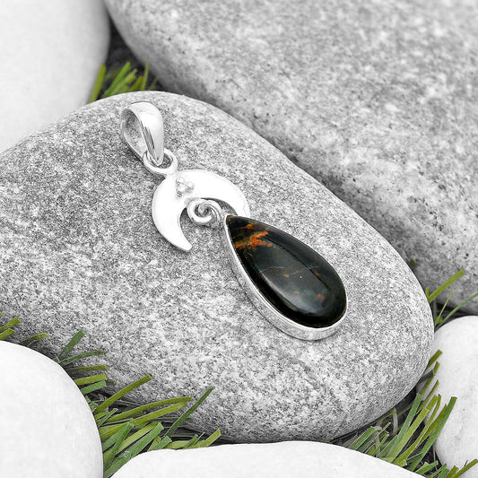 Crescent Moon - Turkish Rainforest Chrysocolla Pendant P-1133 SDP129429