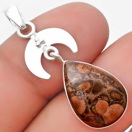 Crescent Moon - Natural Poppy Jasper Pendant P-1133 SDP129438