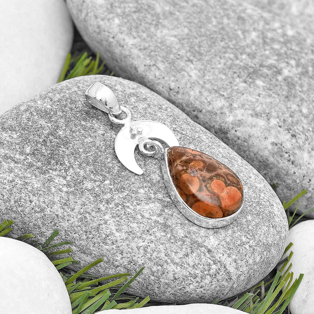 Crescent Moon - Natural Poppy Jasper Pendant P-1133 SDP129438