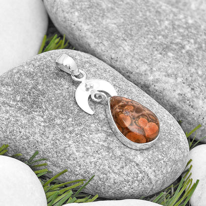 Crescent Moon - Natural Poppy Jasper Pendant P-1133 SDP129438