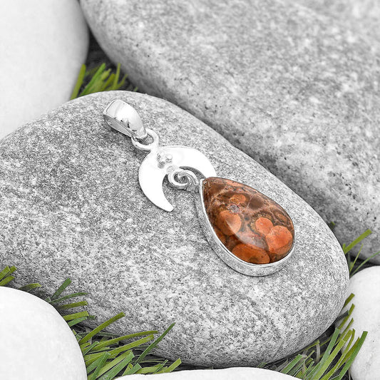 Crescent Moon - Natural Poppy Jasper Pendant P-1133 SDP129438