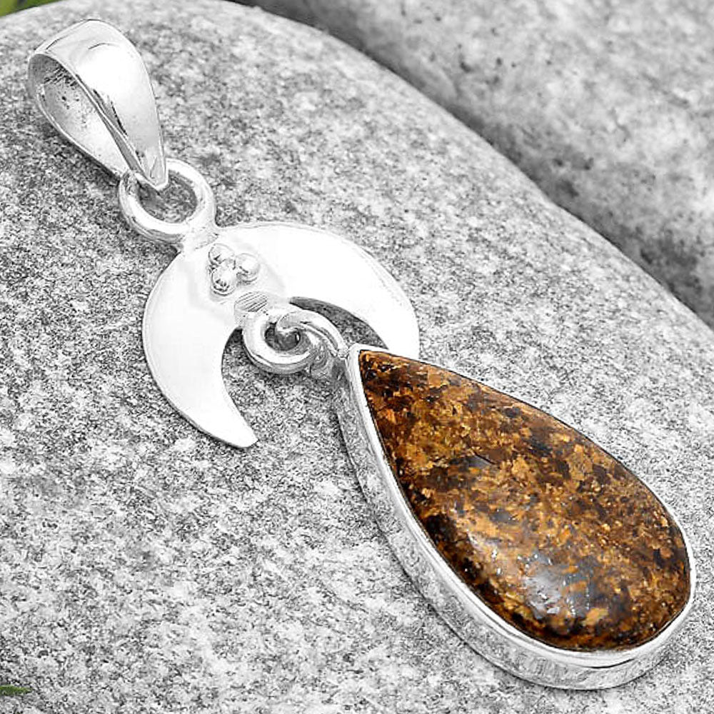 Crescent Moon - Natural Bronzite Pendant P-1133 SDP129442