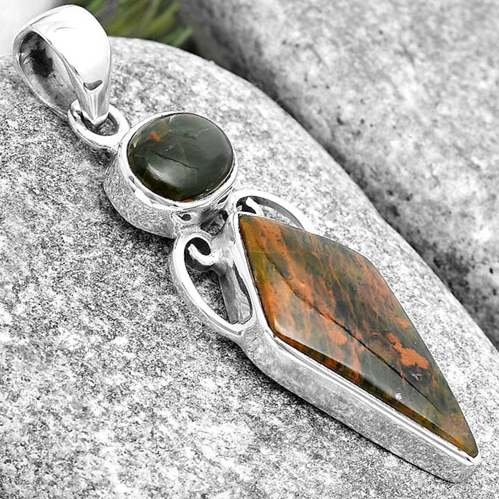 Turkish Rainforest Chrysocolla & Chrome Chalcedony Pendant P-1132 SDP129446