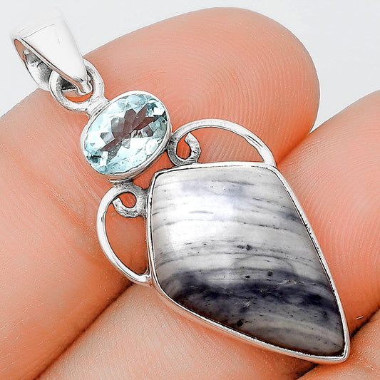 Natural Picasso Jasper & Sky Blue Topaz Pendant P-1132 SDP129449