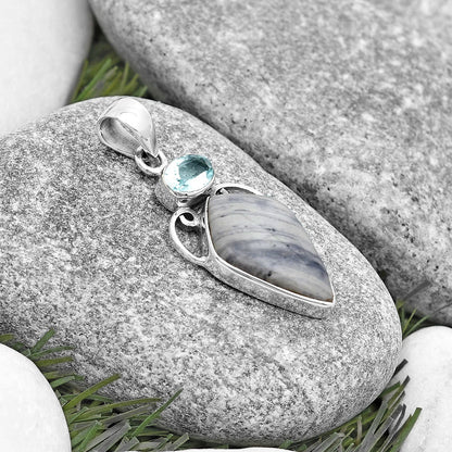 Natural Picasso Jasper & Sky Blue Topaz Pendant P-1132 SDP129449