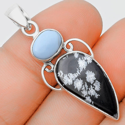 Snow Flake Obsidian & Owyhee Opal Pendant P-1132 SDP129455