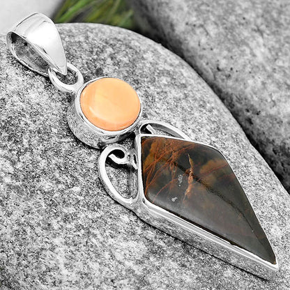 Turkish Rainforest Chrysocolla & Spiny Oyster Shell Pendant P-1132 SDP129469