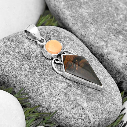 Turkish Rainforest Chrysocolla & Spiny Oyster Shell Pendant P-1132 SDP129469