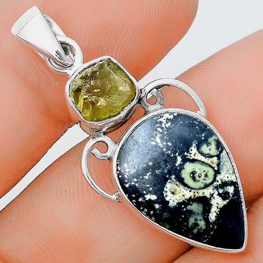 Star Galaxy Jasper & Peridot Rough Pendant P-1132 SDP129470