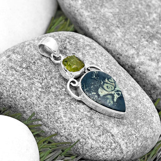 Star Galaxy Jasper & Peridot Rough Pendant P-1132 SDP129470