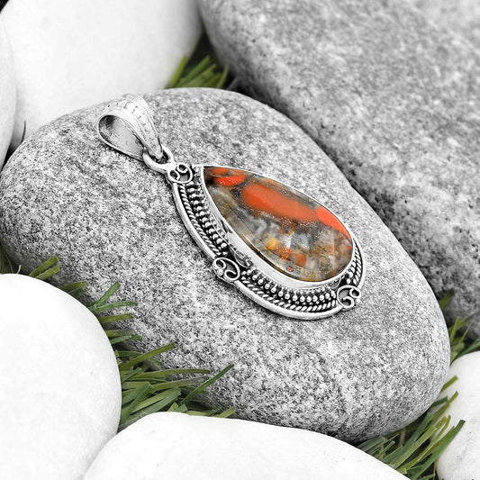 Natural Red Brecciated Jasper Pendant P-1040 SDP129489