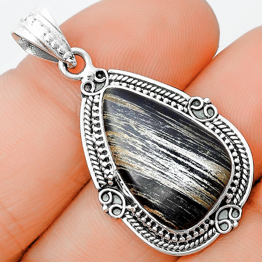 Natural Silver Leaf Obsidian Pendant P-1040 SDP129503