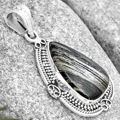 Natural Silver Leaf Obsidian Pendant P-1040 SDP129503
