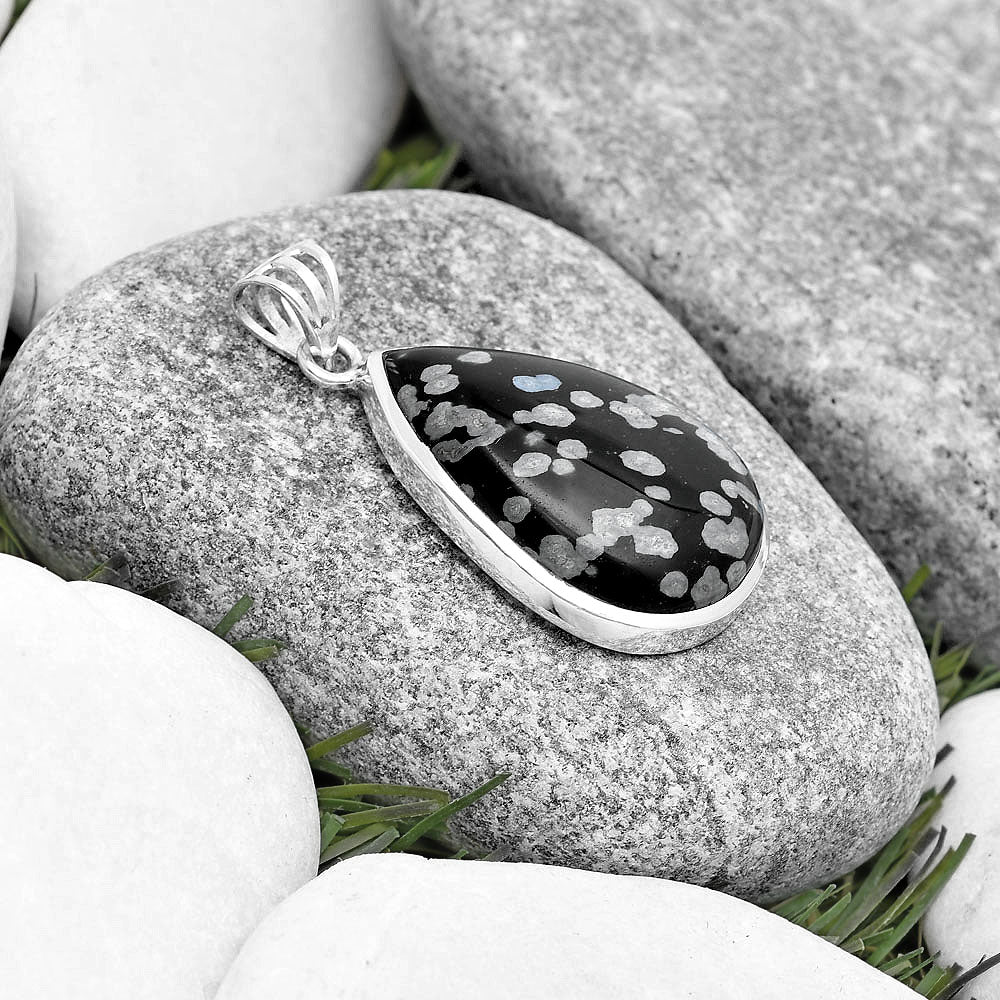 Natural Snow Flake Obsidian Pendant P-1002 SDP129562
