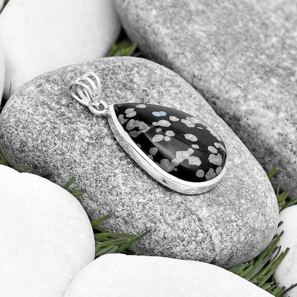 Natural Snow Flake Obsidian Pendant P-1002 SDP129562