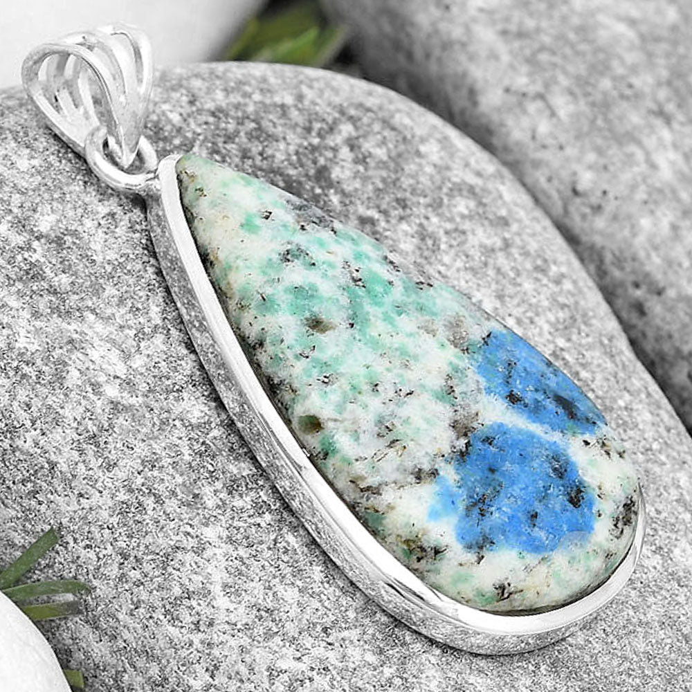 Natural K2 Blue - Azurite In Quartz Pendant P-1002 SDP129595