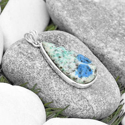 Natural K2 Blue - Azurite In Quartz Pendant P-1002 SDP129595