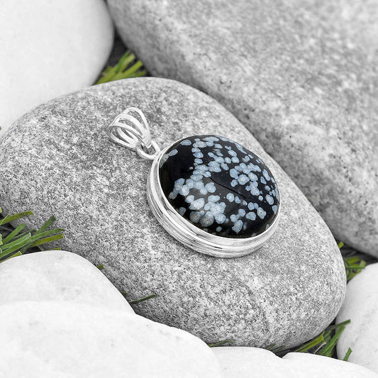 Natural Snow Flake Obsidian Pendant P-1050 SDP129749