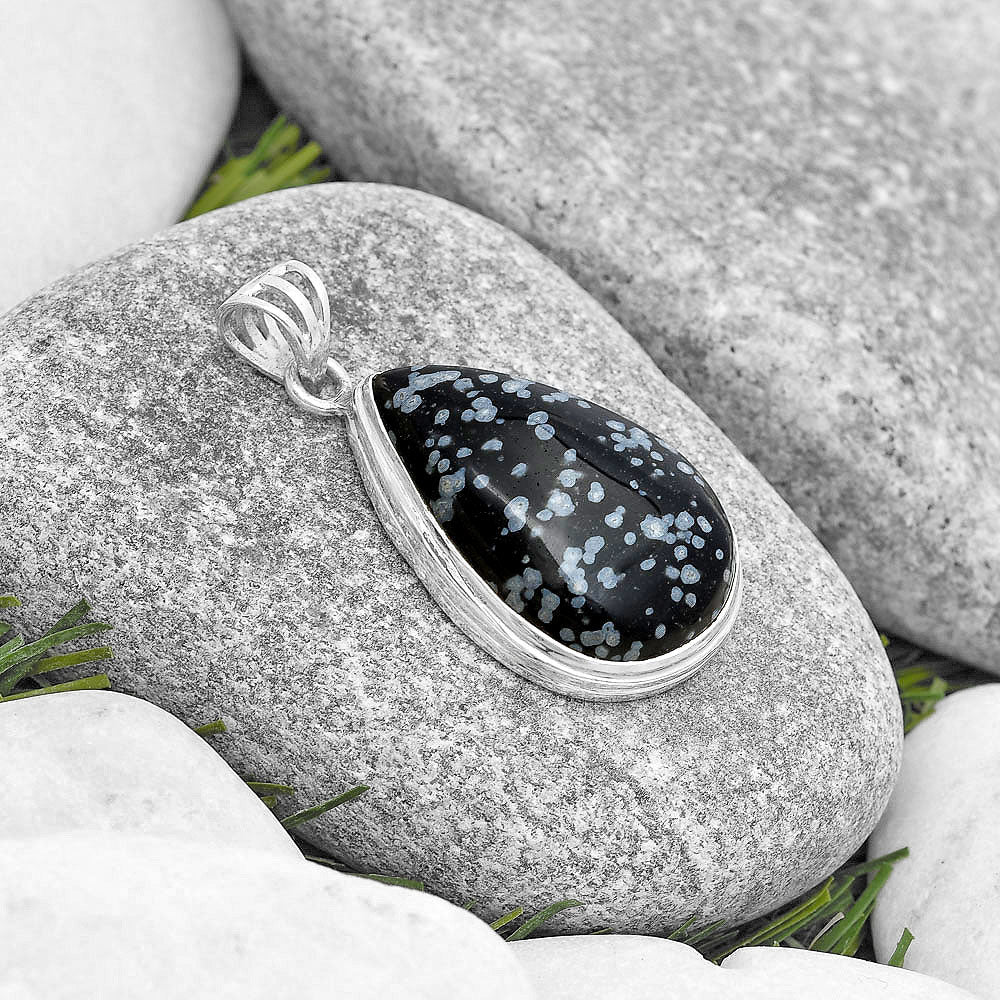 Natural Snow Flake Obsidian Pendant P-1050 SDP129778