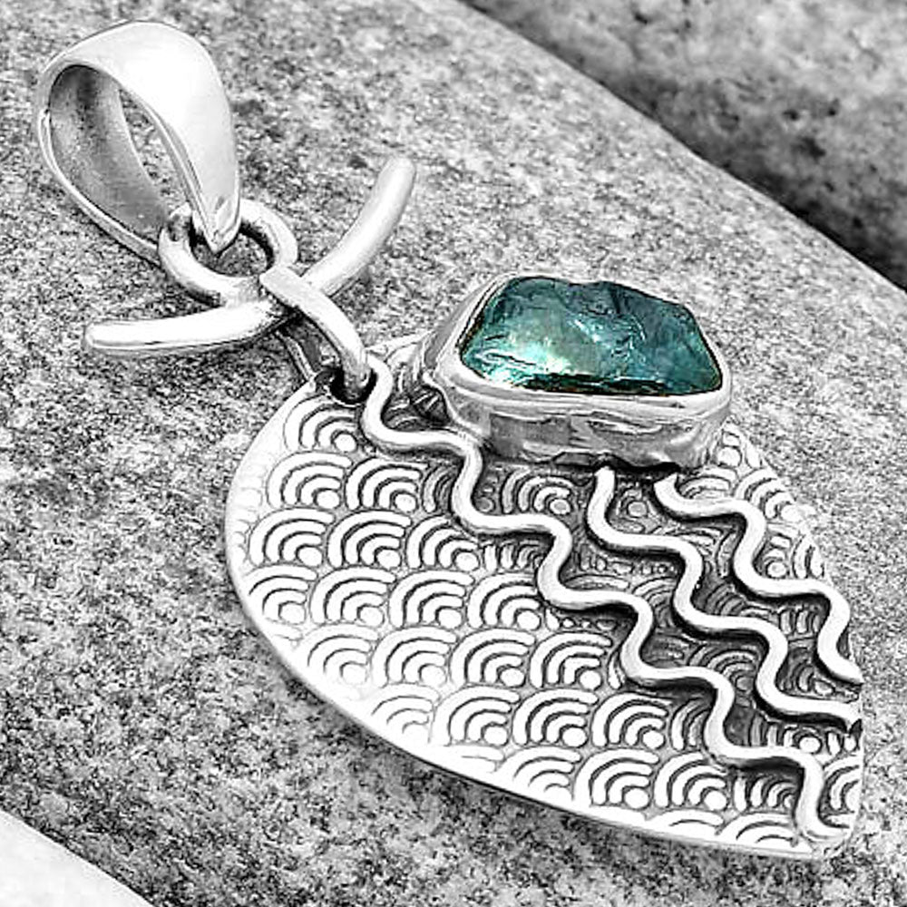 Natural Aqua Apatite Rough Madagascar Pendant P-1267 SDP130301