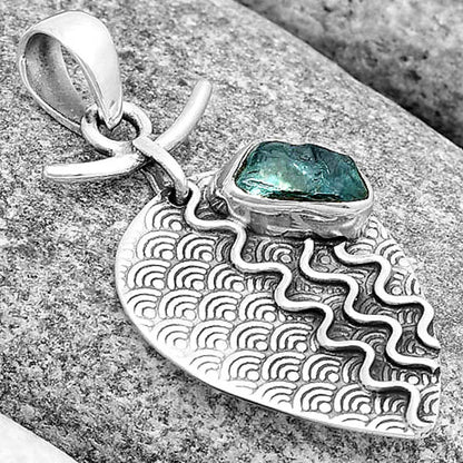 Natural Aqua Apatite Rough Madagascar Pendant P-1267 SDP130301