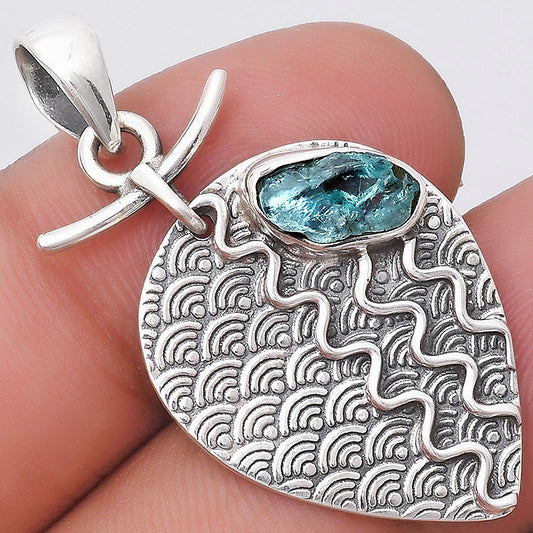 Natural Aqua Apatite Rough Madagascar Pendant P-1267 SDP130302