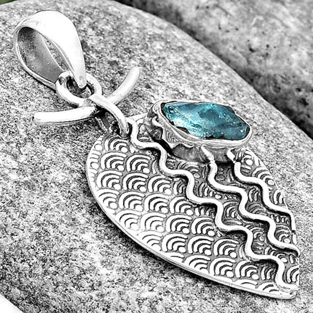 Natural Aqua Apatite Rough Madagascar Pendant P-1267 SDP130302