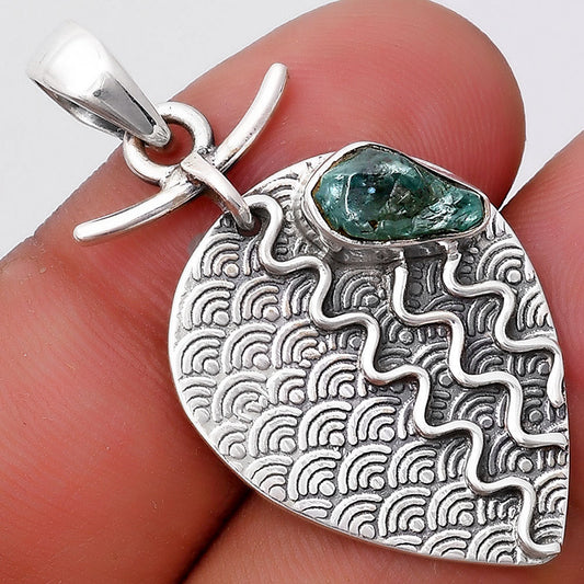 Natural Aqua Apatite Rough Madagascar Pendant P-1267 SDP130321