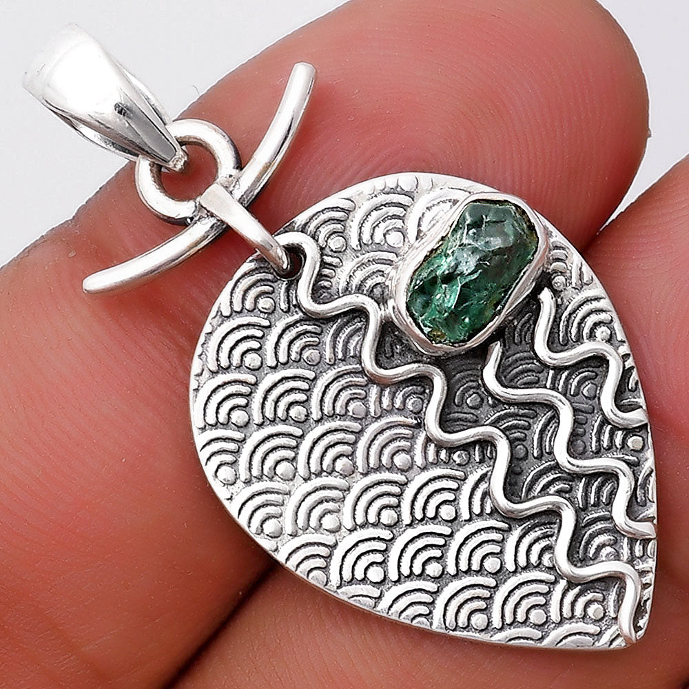Natural Aqua Apatite Rough Madagascar Pendant P-1267 SDP130322