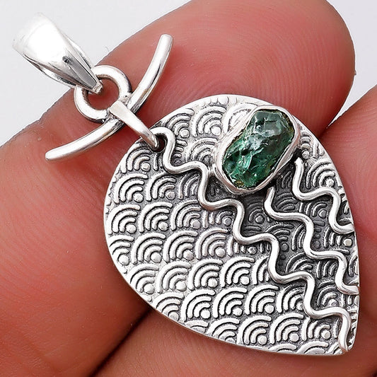 Natural Aqua Apatite Rough Madagascar Pendant P-1267 SDP130322