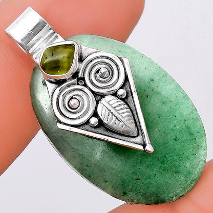Owl Green Aventurine & Peridot Rough Pendant P-1649 SDP130413