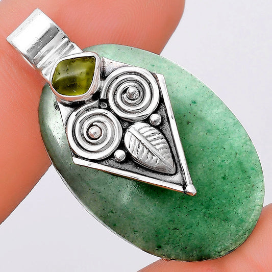 Owl Green Aventurine & Peridot Rough Pendant P-1649 SDP130413