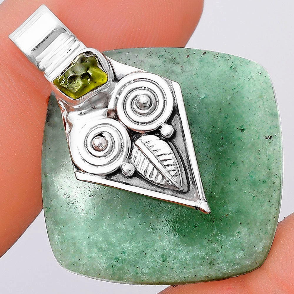 Owl Green Aventurine & Peridot Rough Pendant P-1649 SDP130417