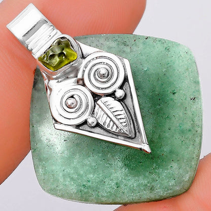 Owl Green Aventurine & Peridot Rough Pendant P-1649 SDP130417