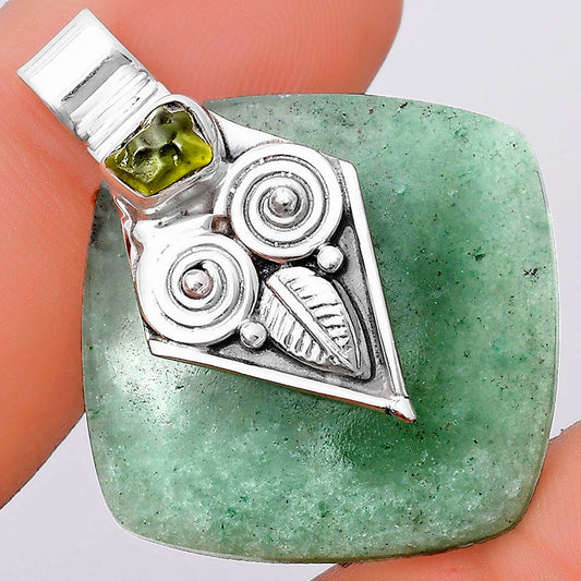 Owl Green Aventurine & Peridot Rough Pendant P-1649 SDP130417