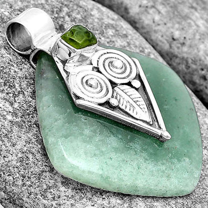 Owl Green Aventurine & Peridot Rough Pendant P-1649 SDP130417