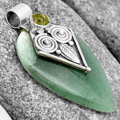 Owl Green Aventurine & Peridot Rough Pendant P-1649 SDP130435