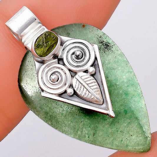 Owl Green Aventurine & Peridot Rough Pendant P-1649 SDP130436