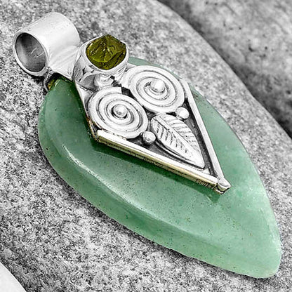 Owl Green Aventurine & Peridot Rough Pendant P-1649 SDP130436