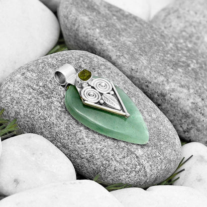 Owl Green Aventurine & Peridot Rough Pendant P-1649 SDP130436
