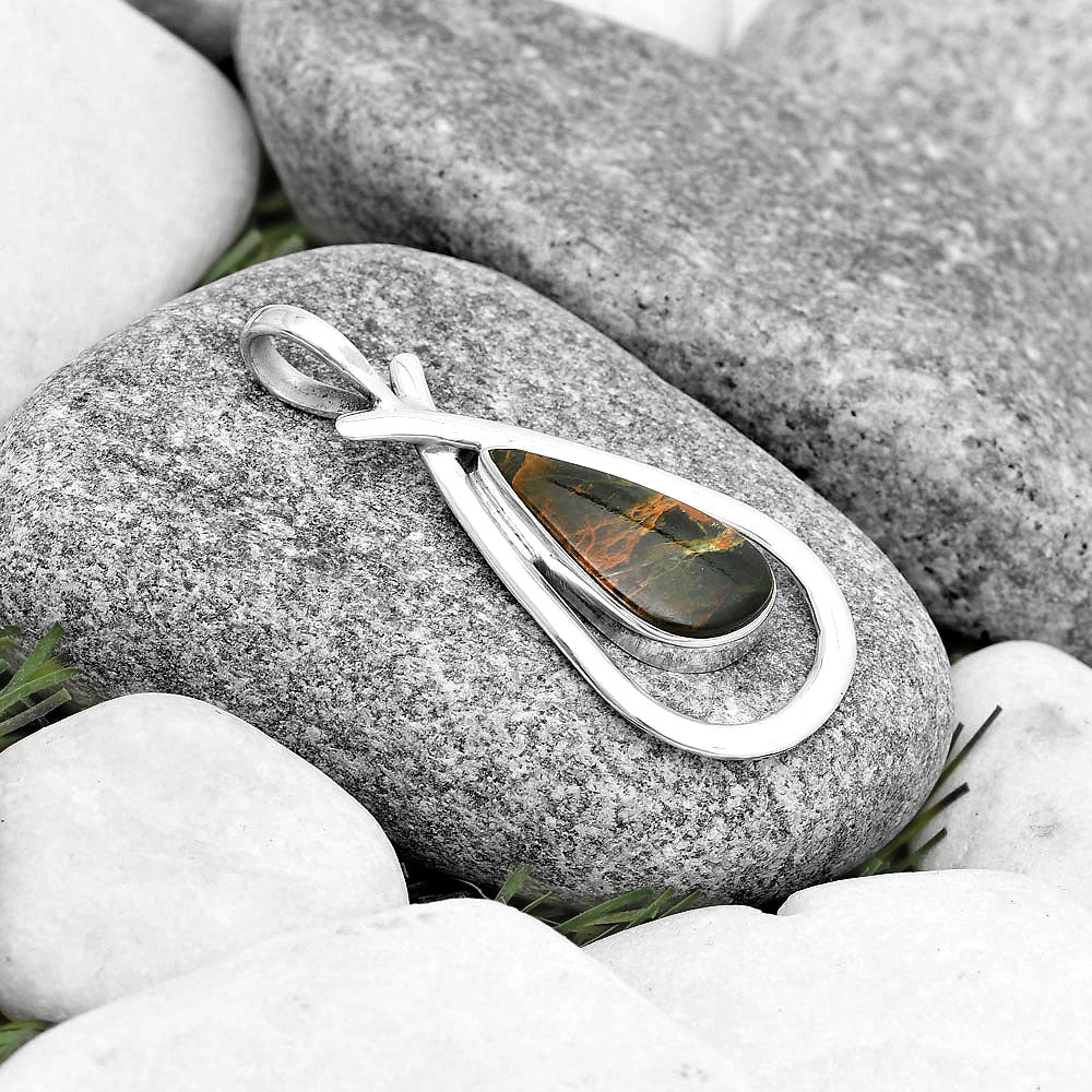 Natural Turkish Rainforest Chrysocolla Pendant P-1314 SDP130559