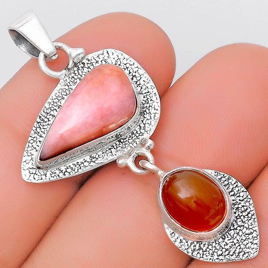 Pink Opal - Australia & Carnelian Pendant P-1396 SDP130630