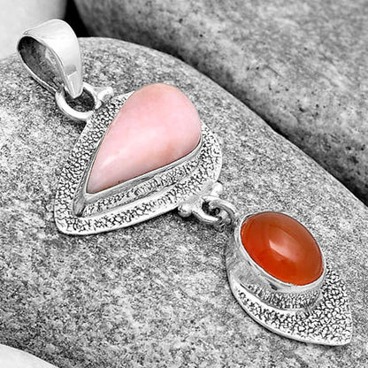 Pink Opal - Australia & Carnelian Pendant P-1396 SDP130630