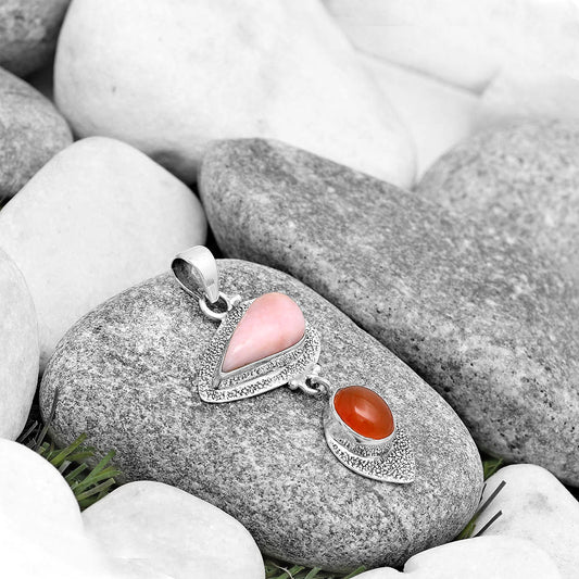 Pink Opal - Australia & Carnelian Pendant P-1396 SDP130630