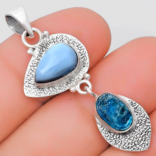 Natural Owyhee Opal & Neon Blue Apatite Pendant P-1396 SDP130637