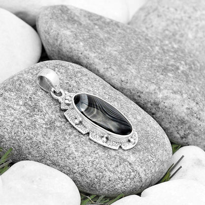 Crown Of Silver Psilomelane - Black Malachite Pendant P-1485 SDP130692