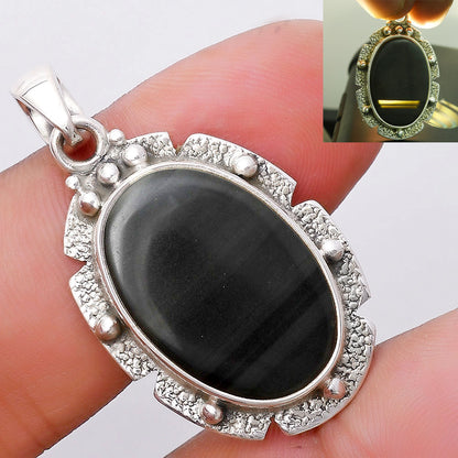 Natural Black Lace Obsidian Pendant P-1485 SDP130717