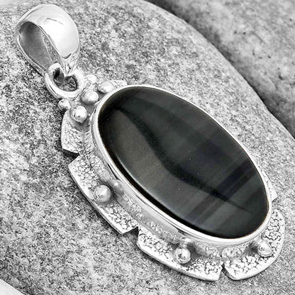 Natural Black Lace Obsidian Pendant P-1485 SDP130717